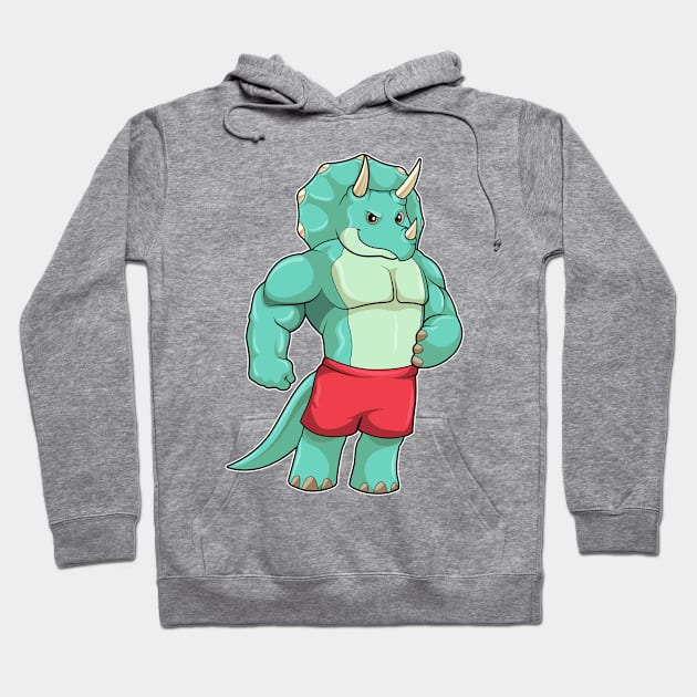 Triceratops as Bodybuilder at Bodybuilding Hoodie by Markus Schnabel